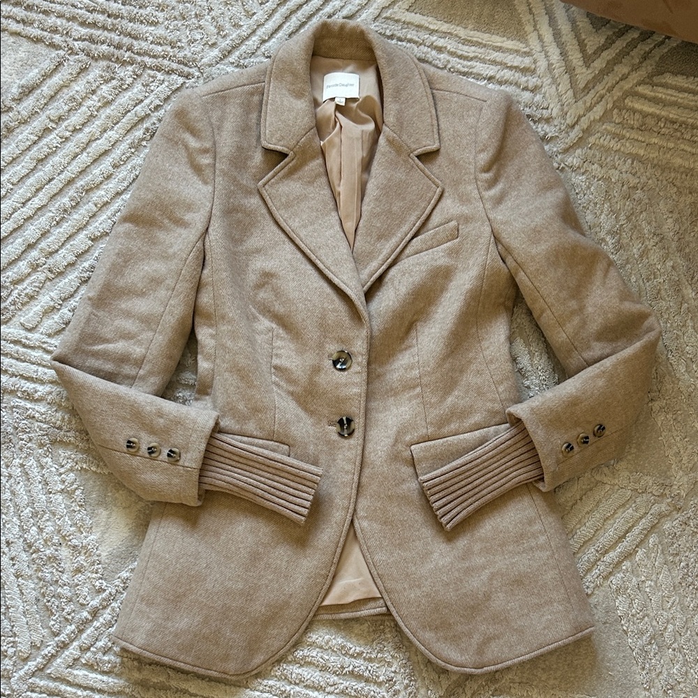 Favorite Daughter Beige Wool-Blend Blazer Jacket - Picture 3 of 5